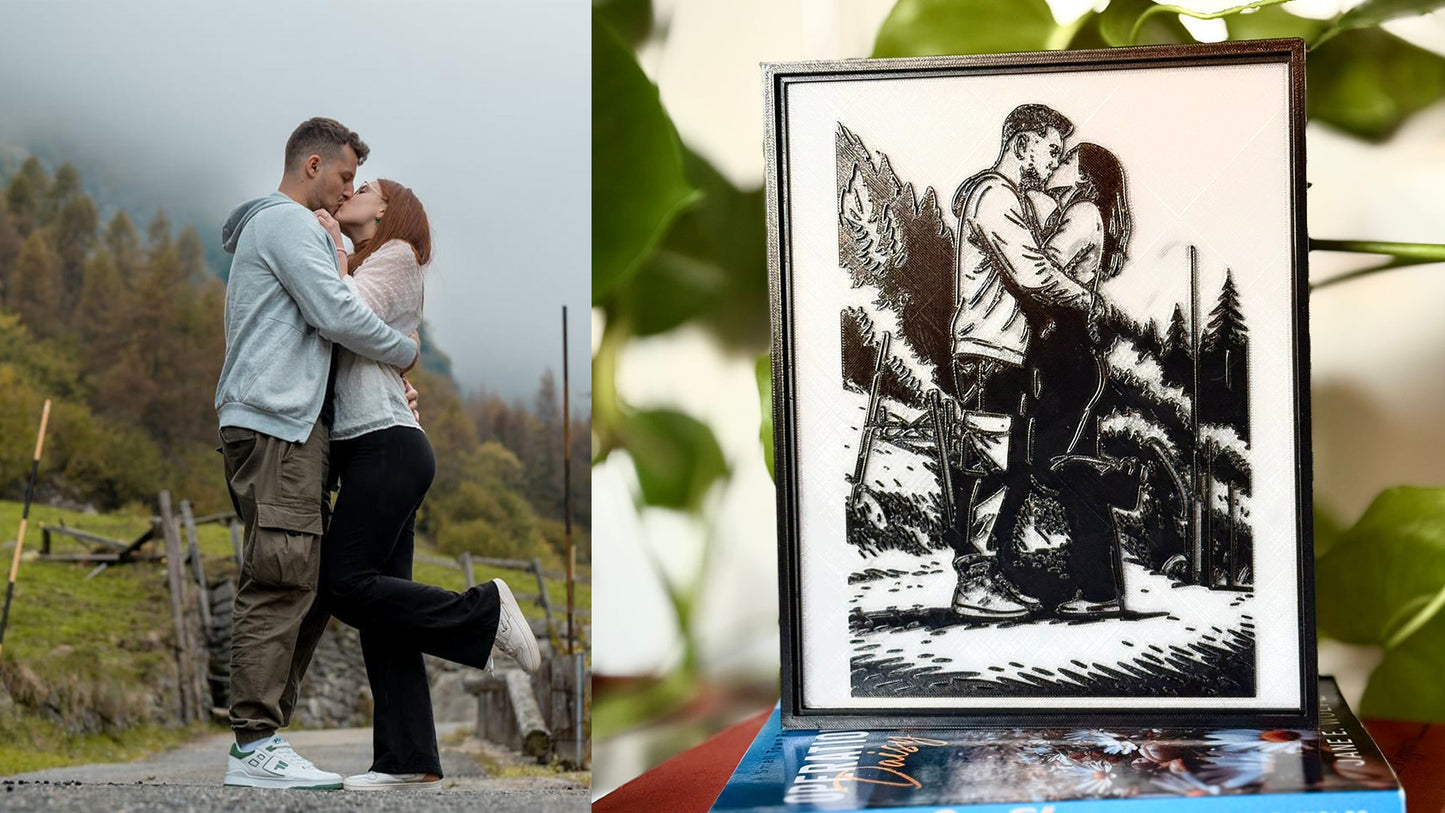 Your Photo! Custom 3DPrinted LED Photo Frame • Personalized Art from Your Picture • Unique  PHOTO Box Light Gift • Christmas Gift