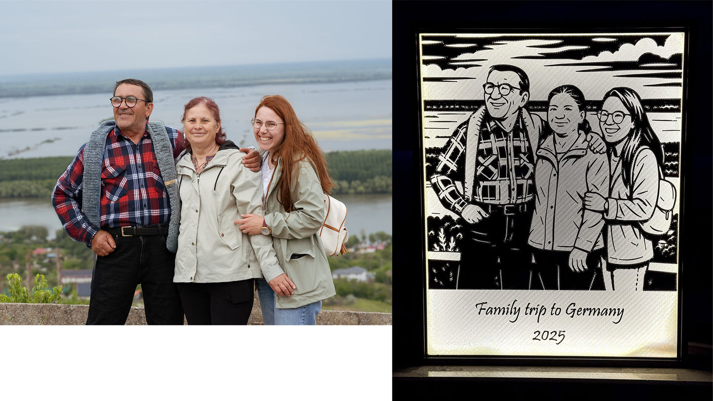 Your Photo! Custom 3DPrinted LED Photo Frame • Personalized Art from Your Picture • Unique  PHOTO Box Light Gift • Christmas Gift