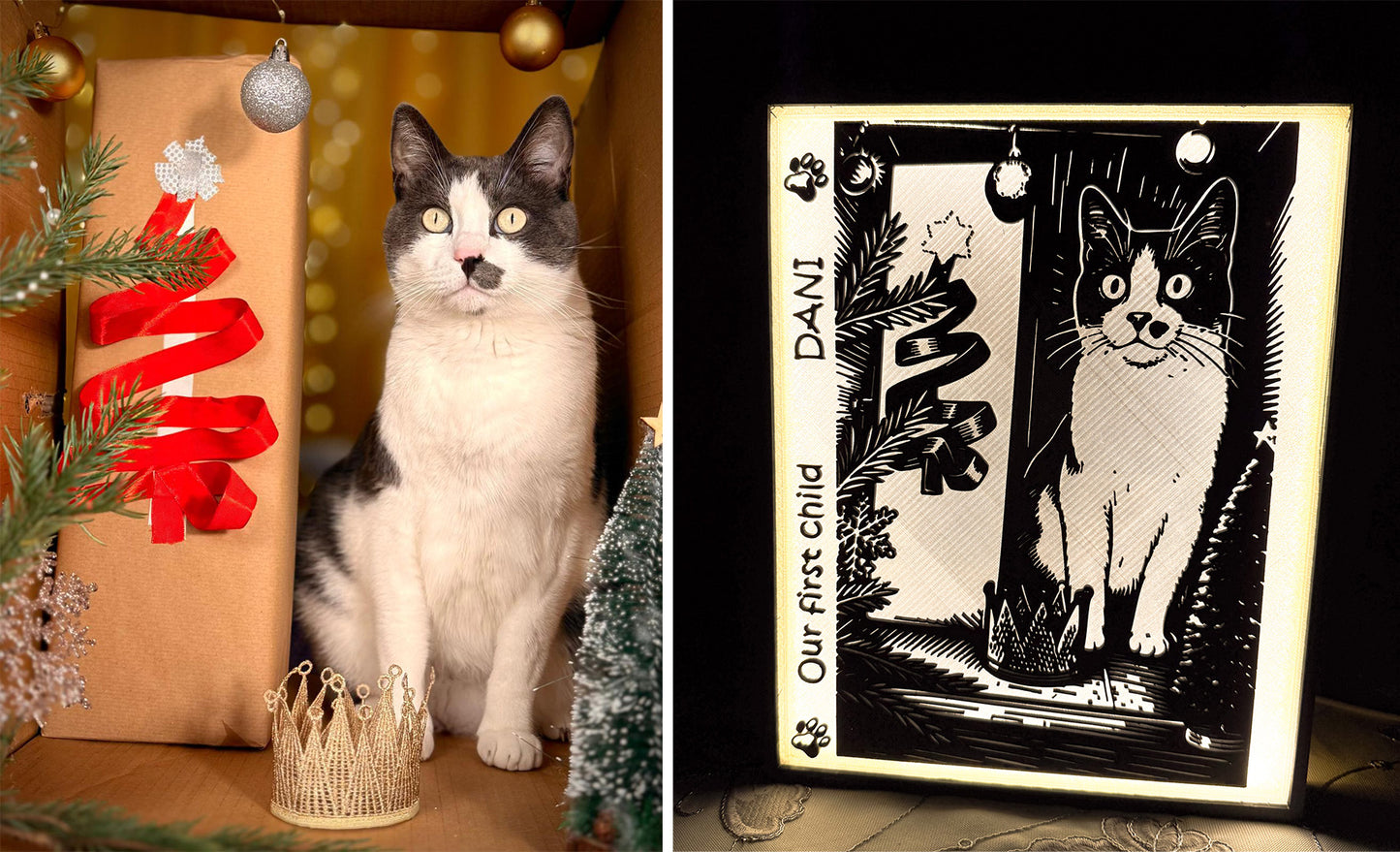 Your Photo! Custom 3DPrinted LED Photo Frame • Personalized Art from Your Picture • Unique  PHOTO Box Light Gift • Christmas Gift