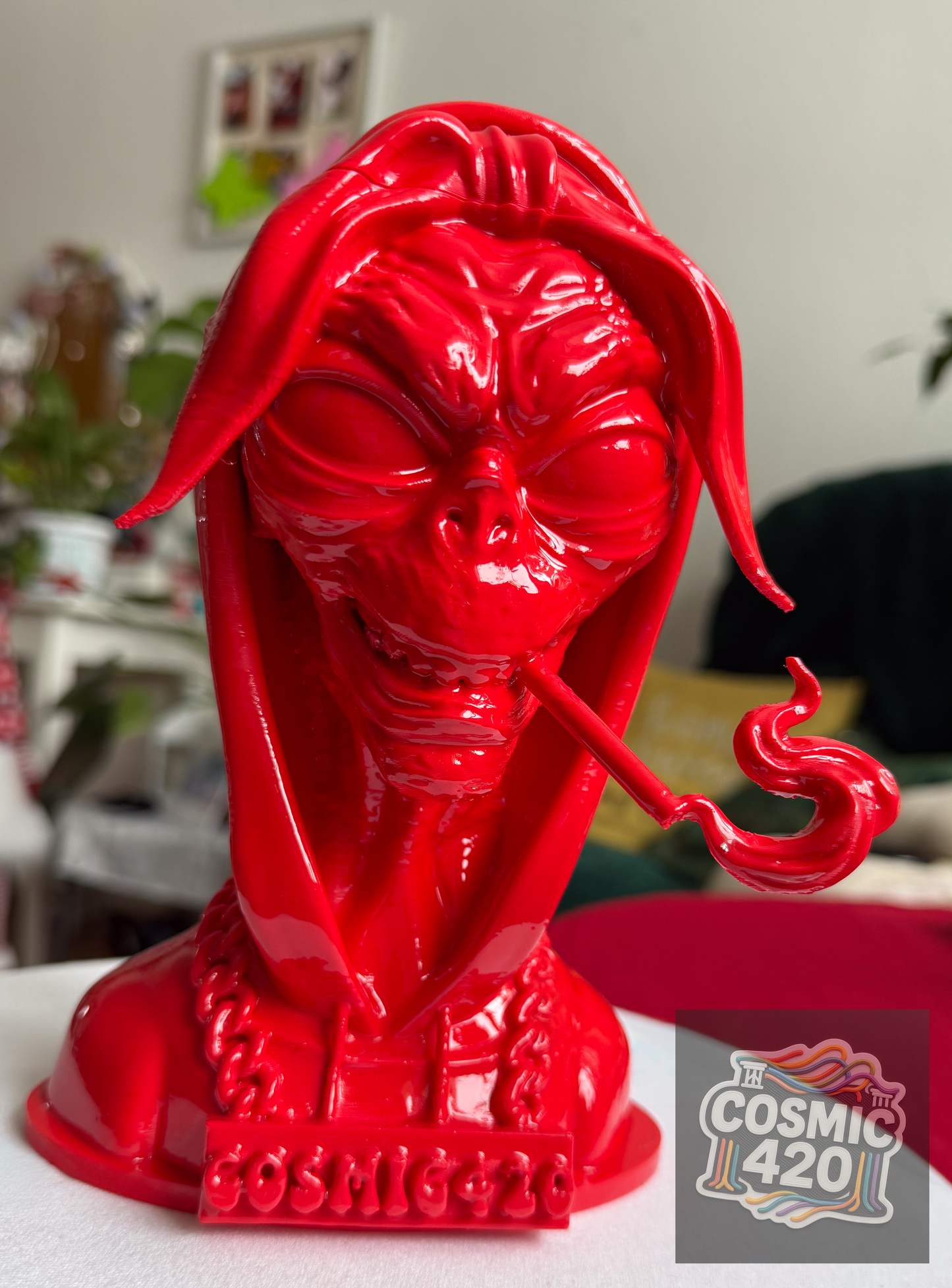 Personalisierter Alien Weed Stash Box - Wunschname auf der Kette - 3D Meisterwerk - Handgefertigt - Urban Sci-Fi Deko - Stoner Geschenk